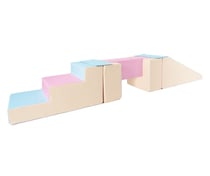 Passerelle 5 blocs rose bleu jaune pastel - Velinda - Marron