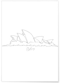 Affiche Line Art Sydney | A3 : 29,7x42cm