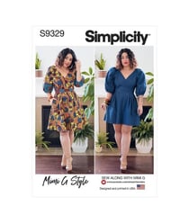 Patron Simplicity 9329 - Robe avec haut croisé et manches raglan bouffantes du 34 au 52 (FR) taille n°FR 34-42