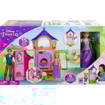 Coffret grande la tour de raiponce + poupee mannequin raiponce - 15 pieces - disney princesse - mattel hlw30