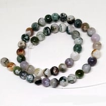 Fil de 46 perles ronde en pierre naturelle AGATE D ARBRE 8 mm