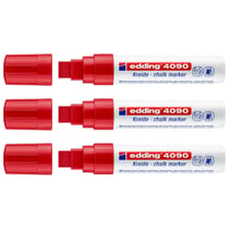 Lot de 3 Marqueurs craie liquide EDDING - Rouge - Pointe biseautée 4-15 mm