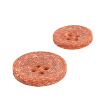 Lot de 3 boutons rond écorces de riz 4 trous orange rouille