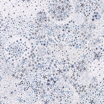 Tissu Fleuris New Adelajda Bleu marine et bleu clair
