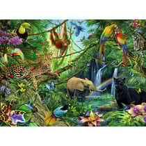 Puzzle xxl les animaux sauvages : singe elephant perroquet leopard - 200 pieces - ravensburger - 126606
