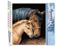 Peinture par Numéro Figured'Art - Jument et son Petit - Kit de Loisir Créatif DIY Numéro d'Art Complet - 40x50cm sans châssis en bois