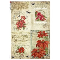 1 feuille de papier de riz 22.5 x 32 cm découpage collage Paper Designs NOEL 0291