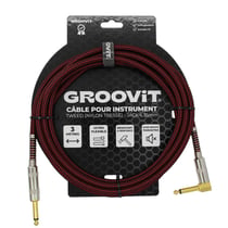 CABLE JACK 6.35 D/C - 3M - NYLON TRESSÉ ROUGE - GROOVIT®
