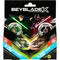 Coffret pack 2 toupies beyblade x star wars : luke skywalker 4-80b + darth vader 4-60b - type endurance et équilibre - pack toupie et lanceur - hasbro g0290