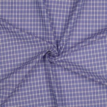 Tissu Voile de Coton fil teint imprimé Petits carreaux lilas sur fond Blanc cassé