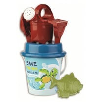 Seau de plage garni save the sea animaux marins 17 cm - 5 accessoires - jeux de sable