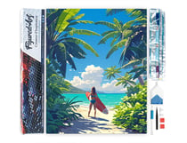 Diamond Painting Broderie Diamant Figured’Art 40x50cm toile entière roulée avec diamants carrés - Paradis tropical du surf