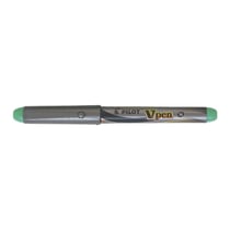 Lot de 12 Stylos Plume Jetables PILOT V-Pen Silver - Encre verte - Plume moyenne 0,4 mm