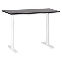 Bureau Électrique Réglable Plateau Noir et Structure Acier Blanc 120 x 72 cm Hauteur Ajustable Assis-Debout Pieds Ronds Design Moderne