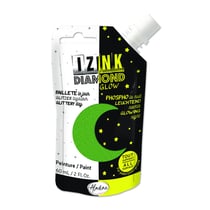 Peinture tous supports - Pailletée et phosphorescente - Vert - 60ml - IZINK - Diamond glow