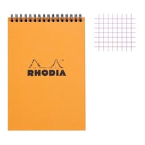 Bloc notes - A5 - 14,8x21cm - Petits Carreaux - 80 feuilles - Orange - Avec spirale - Rhodia