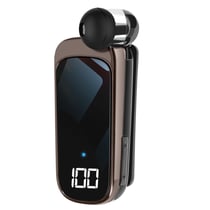 LinQ Oreillette Bluetooth Clip Câble Rétractable Autonomie 20h Écran LED Noir