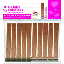 Graine Créative - Mèches à bougie en bois Larg. 2 cm 10 pièces