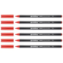 Lot de 6 feutres de coloriage pointe ronde moyenne - EDDING - Rouge - 2 mm
