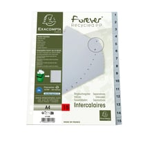 Intercalaires imprimés numériques PP recyclé gris - 15 positions - A4 - Gris - x 20 - Exacompta