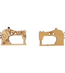 Bouton en bois découpé machine à coudre 17mm x 5mm