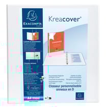 Classeur PP personnalisable Kreacover - 2 anneaux en D 60mm - A4 maxi - Blanc - x 10 - Exacompta