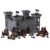 Chateau fort medieval et figurines - forteresse chevaliers - monde imaginaire