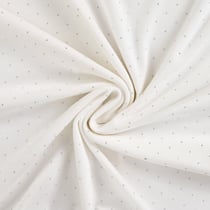 Tissu Jersey Coton Bord côte Strass sur fond Blanc cassé
