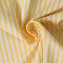 Tissu Coton imprimé rayé Lisalou sur fond Jaune pastel - Au mètre