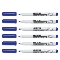 Lot de 6 feutres tableau blanc effaçable à sec pointe ogive moyenne 4mm - GIOTTO - Bleu