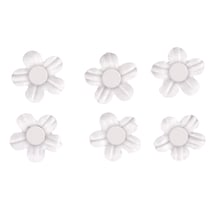 Sticker déco:Fleurs papier av.demi - perle, blanc, av.dot adhésif, 20 pces