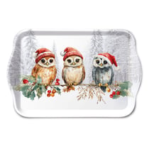 Mini-plateau en mélamine chouettes de Noël
