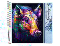 Peinture par Numéro Figured'Art - Sanglier Coloré Abstrait - Kit de Loisir Créatif DIY Numéro d'Art Complet - 40x50cm sans châssis en bois