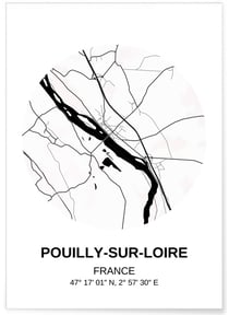 Affiche Carte Pouilly-sur-Loire | A3 : 29,7x42cm