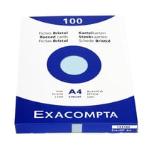 Étui de 100 fiches - bristol uni non perforé 210x297mm - Bleu ciel - Exacompta