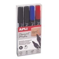 Marqueurs - Indélébile - Permanent - Pointe ronde - 3mm - Noir, bleu, rouge - Apli