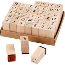 Set de tampons en bois, dim. 13x13 mm, 42 ass./ 1 set