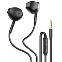 Inkax Écouteurs Filaires Jack 3,5 mm avec Bouton Commande Intégré Noir