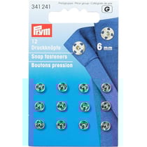 Carte de 12 boutons pression à coudre Prym 6mm argenté