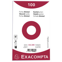 Paquet 100 fiches sous film - bristol dots non perforé - 125x200mm - Blanc - x 12 - Exacompta