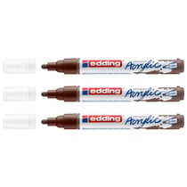 Lot de 3 marqueurs peinture acrylique pointe moyenne 2-3 mm - EDDING - Marron Chocolat - 5100