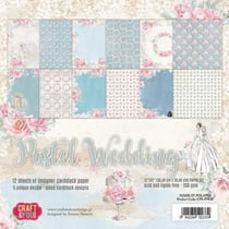 12 papiers imprimés scrapbooking 30 x 30 cm CRAFT & YOU PASTEL WEDDING