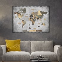 Tableau carte du monde en bois 3D Graphite