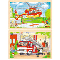 Puzzle réversible hélicoptère et pompiers 24 pcs - Goki