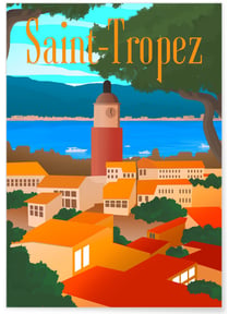 Affiche ville Saint-Tropez | A3 : 29,7x42cm