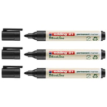 Lot de 3 marqueurs permanents pointe ronde moyenne - EDDING - EcoLine 21 - Noir