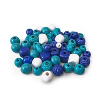 MégaCréa DIY - Perles en bois 0,5 à 2 cm Assortiment bleu 50 pièces