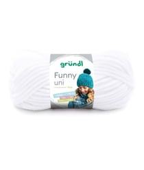 Fil à tricoter effet velour FUNNY - Grundl - 100 Gr - Oeko-Tex 01 Blanc