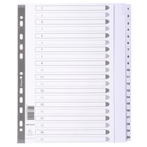 Intercalaires imprimés à touches plastifiées - 20 touches 1 à 20 - A4 maxi - Blanc - x 15 - Exacompta