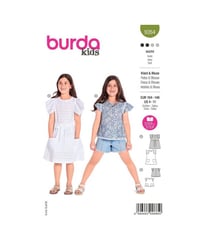 Patron Burda 9264 - Robe et Blouse très aériennes Fille de 104 à 146 cm taille n°104-146